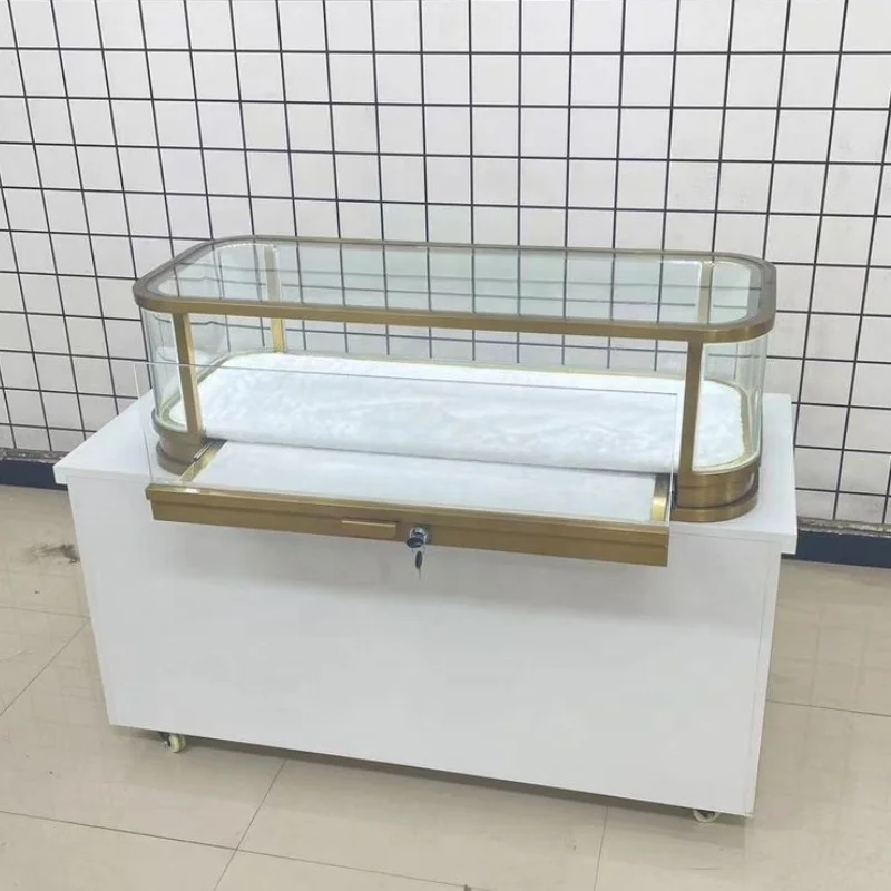 luxury cosmetic furniture top racks retail jewelry showcase cabinet counter shop display for store