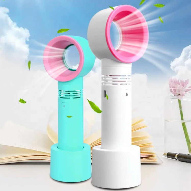 Hot selling portable bladeless cooling fan handheld desktop fan outdoor travel USB rechargeable radiator fan