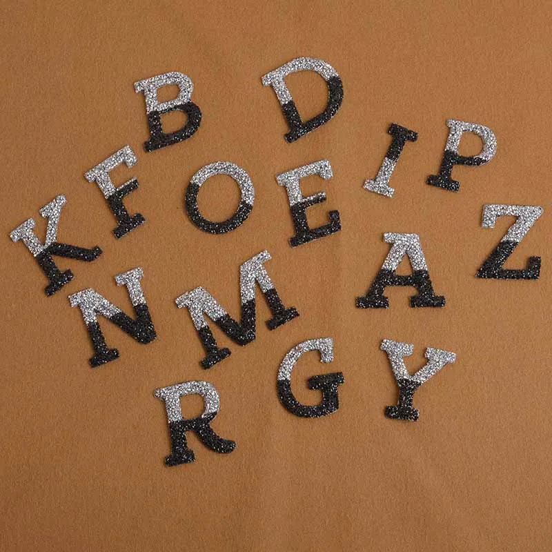 New 2024 products 26 Letters rhinestone patch Alphabet applique 3d heat transfer resin iron on patches for clothing
