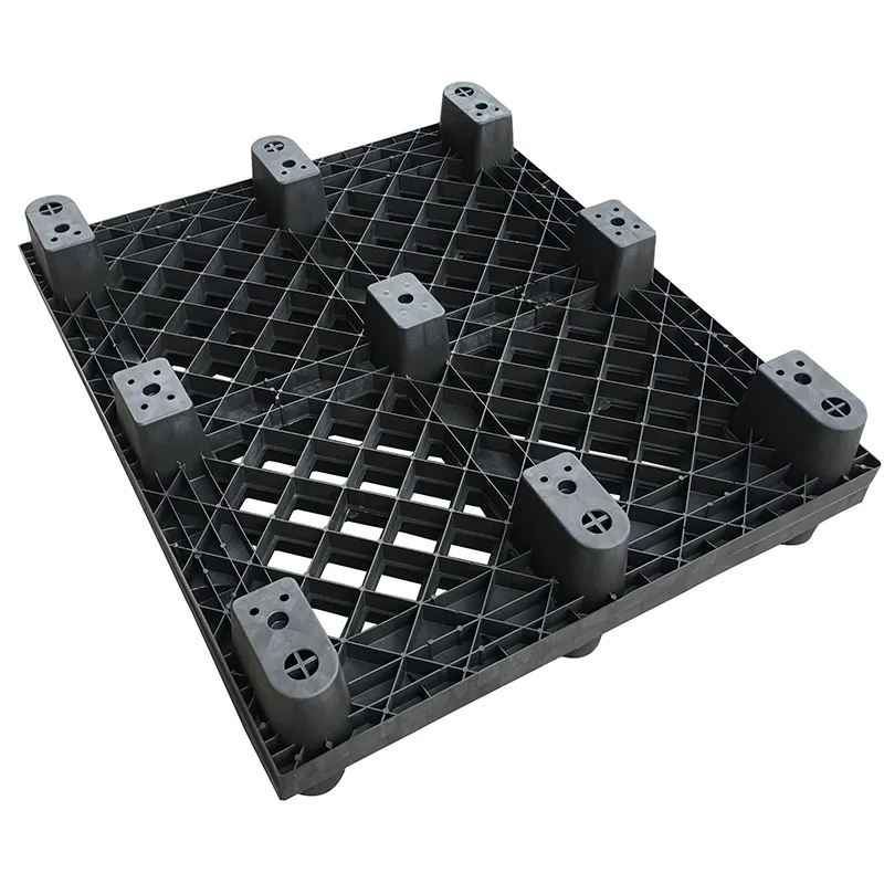 Nine Feet Single Sided Full Perimeter Base Nestable Warehouse Stacking Plastic Gird Type Hdpe Pallet