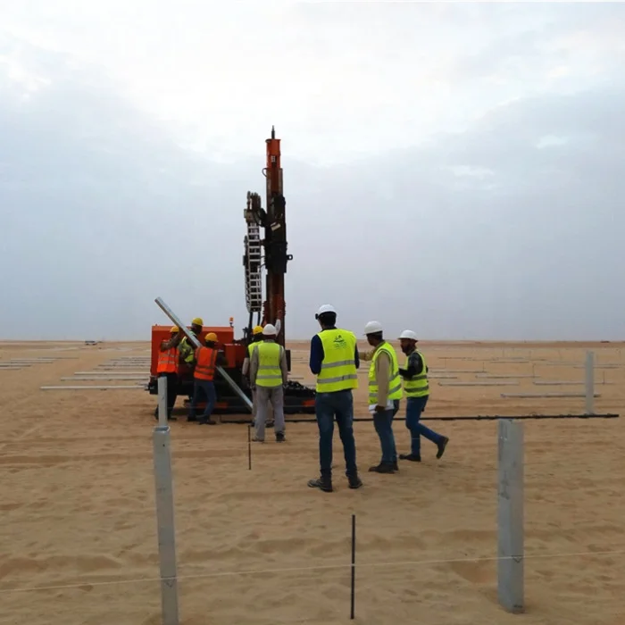 Ground mount solar pv power plant pile ramming machine for pile screw solar structure solar brackets on ground four piles