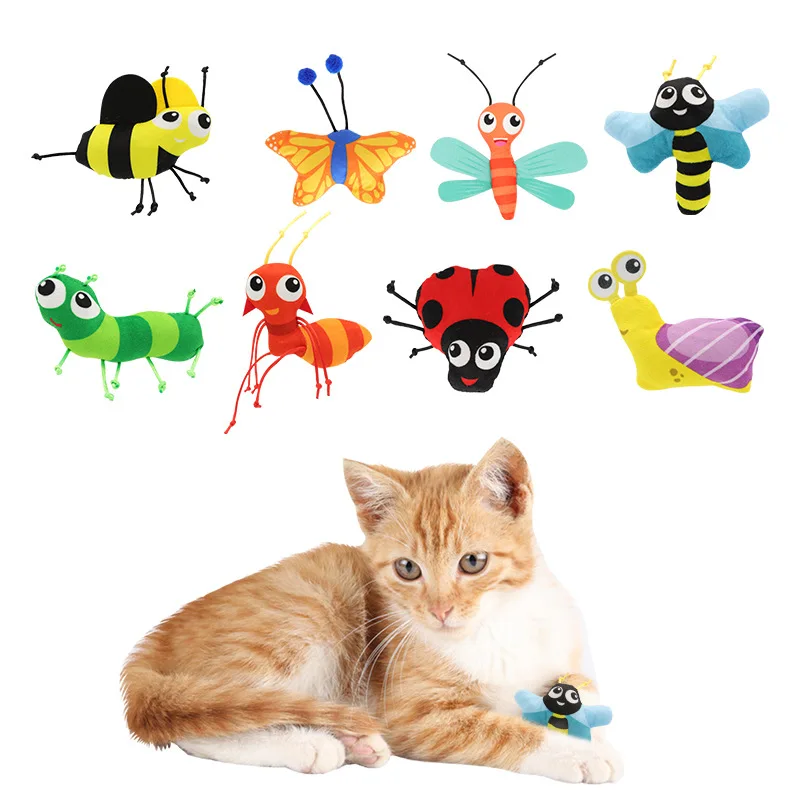 Cat Toy Wholesale Pet Cat Plush Insects Toys for Indoor Kitten Kitty Chew Interactive Cat Catnip Toy
