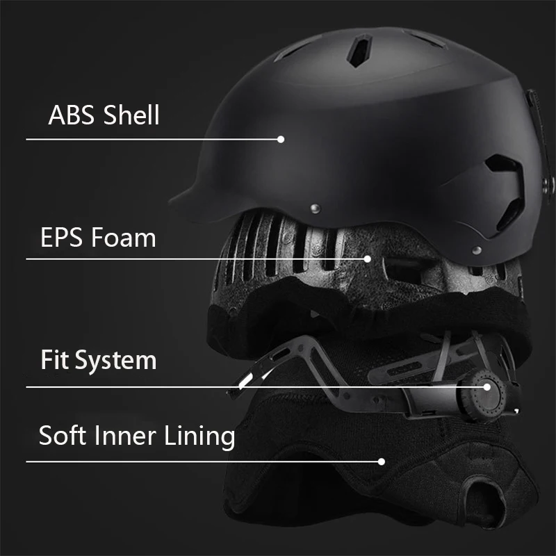 ABS Shell + EPS Foam Brim-style Design Adjustable Fit Ski and Snowboard Helmet for Men Women and Youth