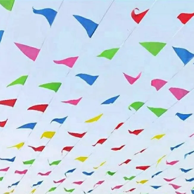 60m 70 80 100m Multicolor Triangle Bunting Pennant Banner Polyester String Flag Banners Celebrations Party Decoration Supplies