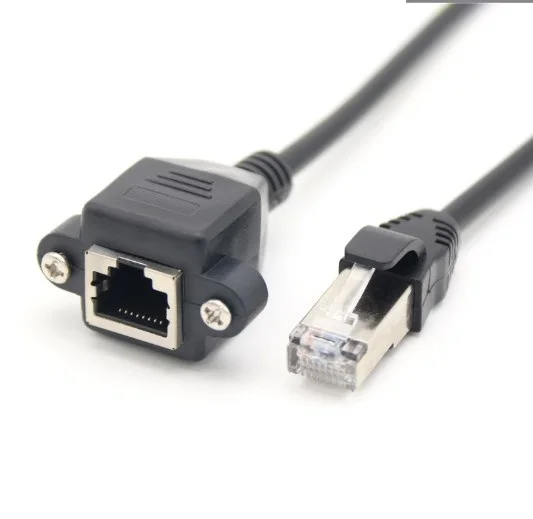 Stock High Quality Panel mount RJ45 Male to RJ45 Female extension 8P8C rj45 cables