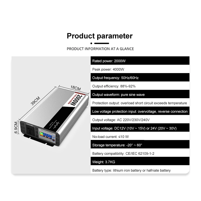 Wholesale 2000W High Power Off Grid 12V 24V 48V Solar Pure Sine Wave Inverter To Car Truck RV Voltage Converter