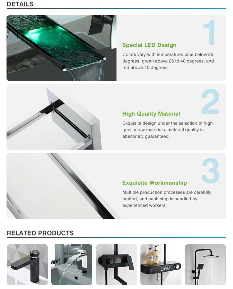 Led Basin Faucet Temperature Colors Change