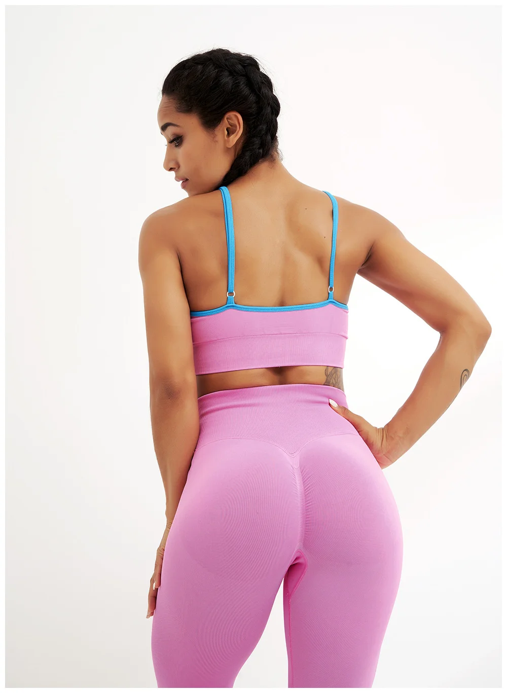 Fitness Suit Women 2 Piece Set Yoga Bra Pant Workout Tracksuit Sports Outfit High Waist Leggings Peach Hip Gym Sportswear