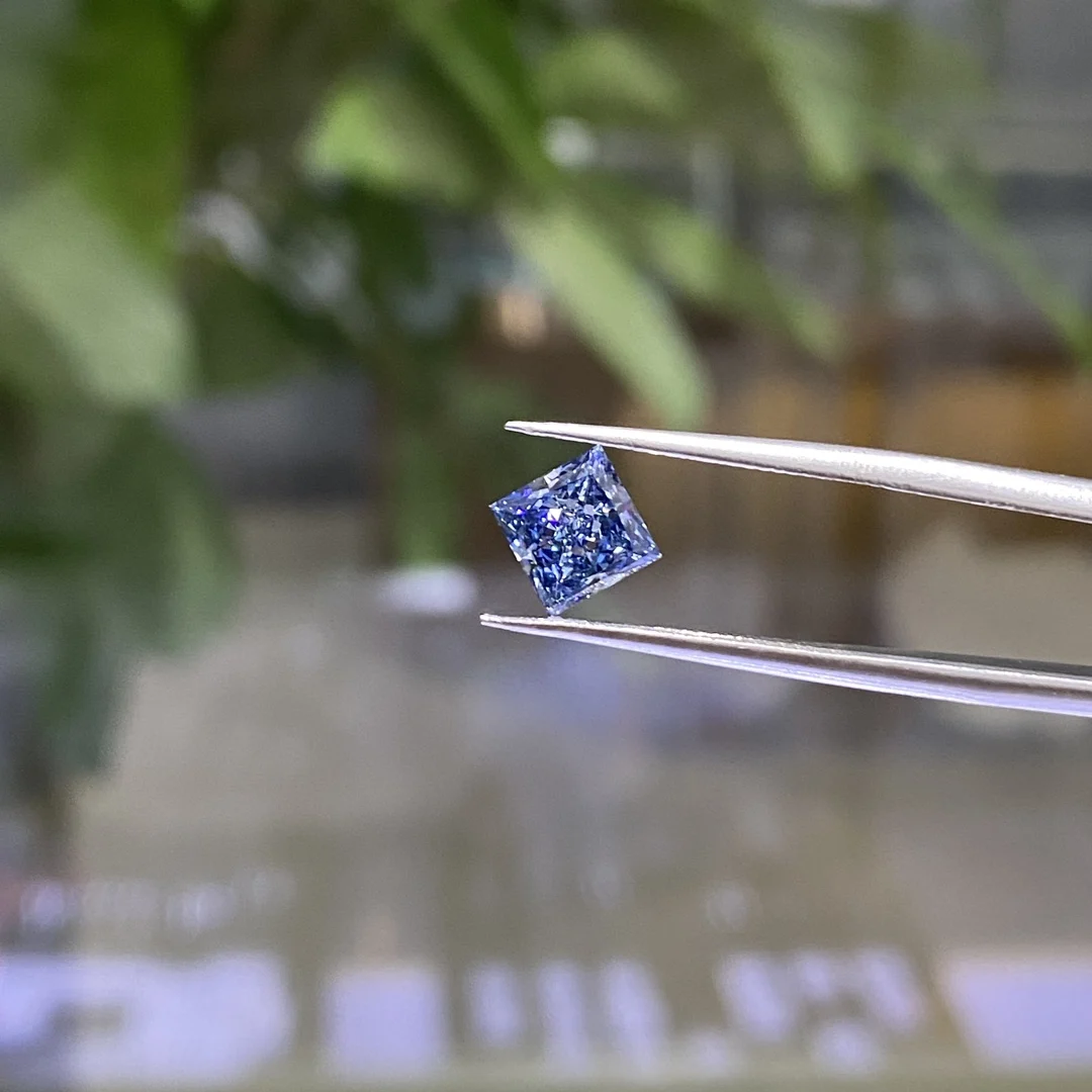 Messi Fancy Intense Blue Princess Cut1.47CT VS1 Loose CVD Diamond HPHT Diamond