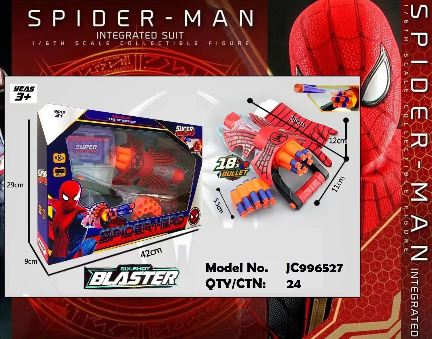 Spiderman Web Shooter Spider Gloves Man Web Shooter Toy for Kids with 18 suctorial bullet