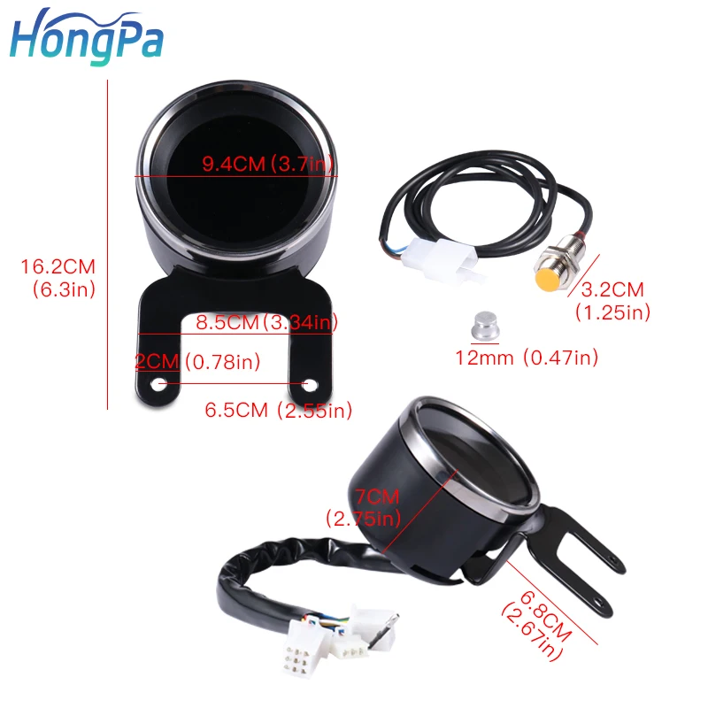 Multifunction Motorcycle LCD Digital Odometer Universal Instrument LED Speedometer Tachometer