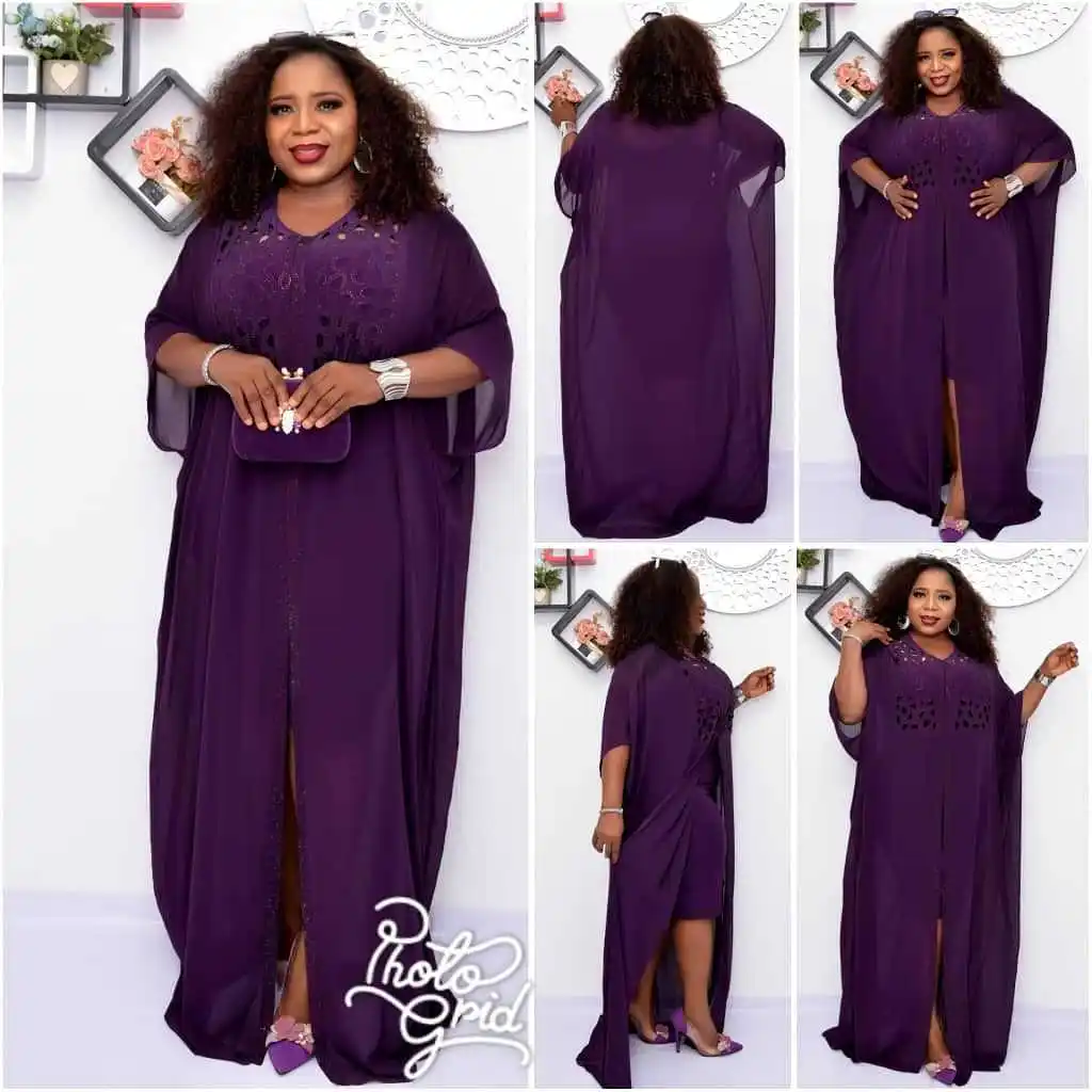 LB061 new style african national style clothes fashion muslim women chiffon drill dresses womens purple dress suits