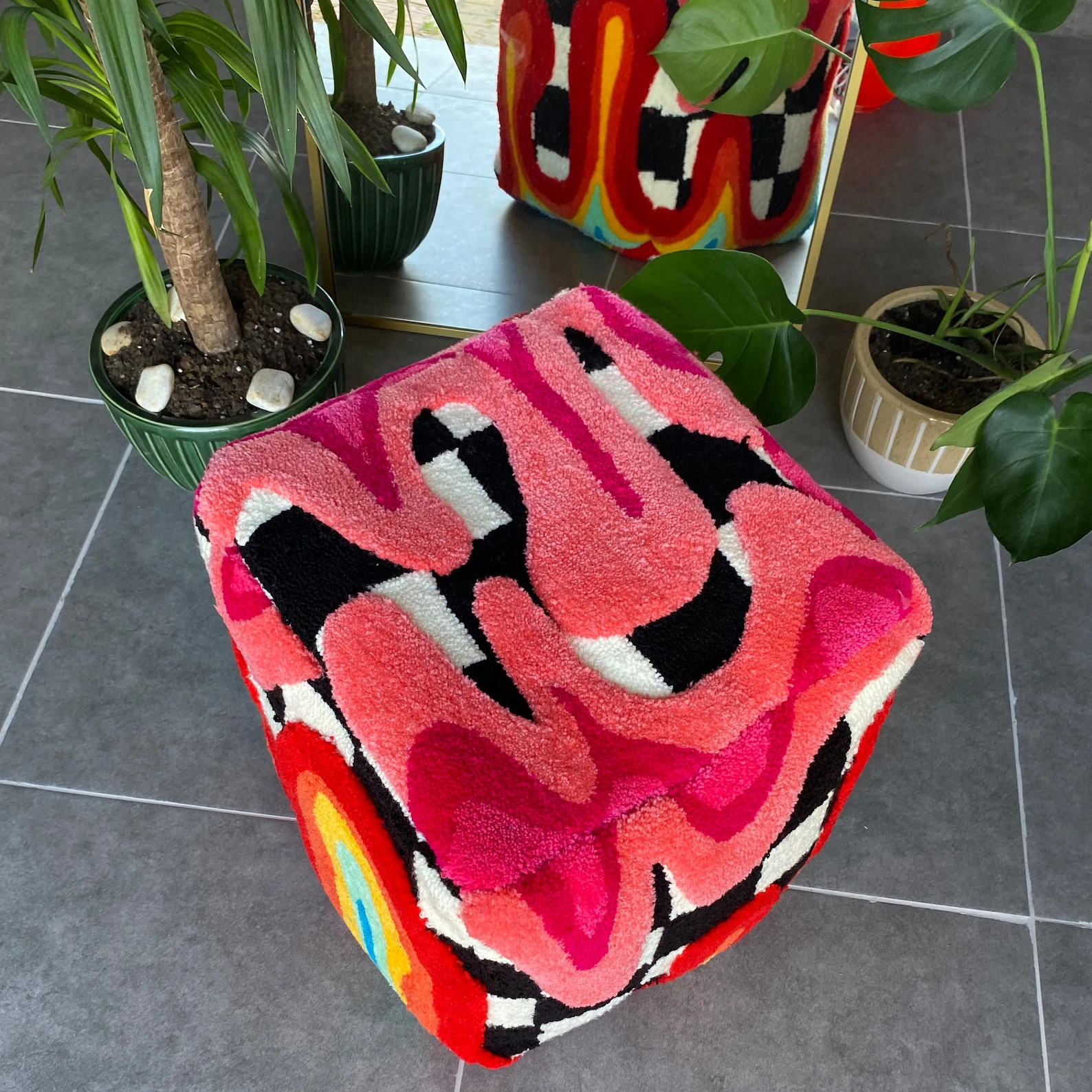 High Quality Square Dice Funny Floor Cushion Handmade Lazy Floor Sofa Seat Tufted Cushions Pillow Cover