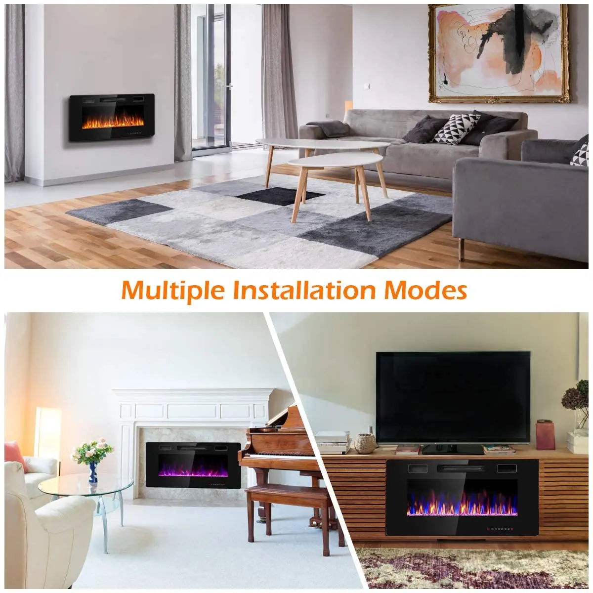 31 inch wall-mounted and recessed Led electric fireplace real flame effect with remote adjustable timer high quality factory
