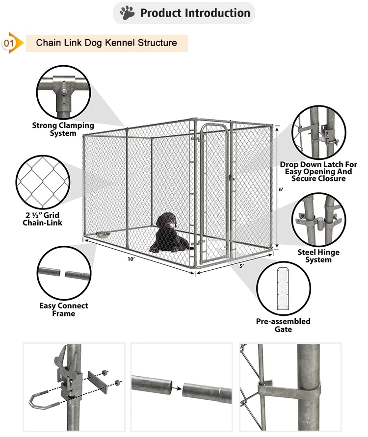 Temporary dog fence   puppy playpen cage  chain link fence  8 panels