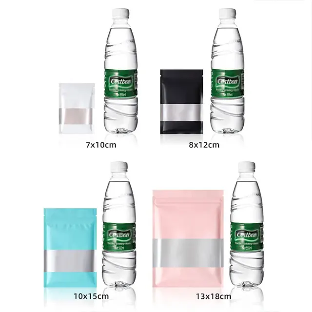 Matte Small 3 Sides Seal Flat Zipper Pouch Food Packaging Resealable Ziplcok Bag With Window For Candy Snack Tea Nuts