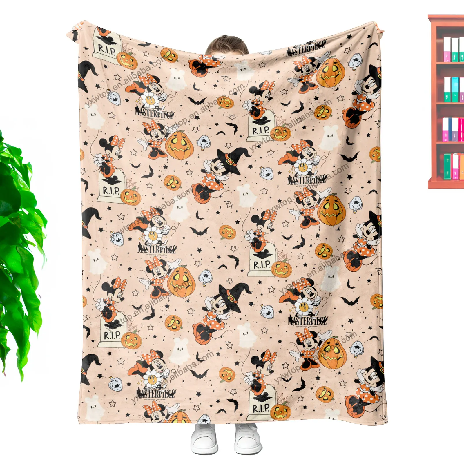 Custom Image Christmas halloween Disny horror Jason face Spooky Minky mouse MM bow Soft Plush Warm Home Travel Winter Blankets