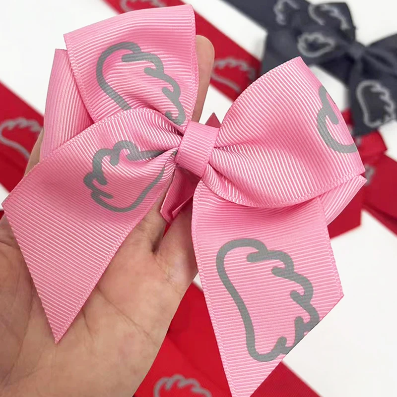 100% Polyester Custom bowknot Ribbon bow With Logo Printed For Gift box decoration