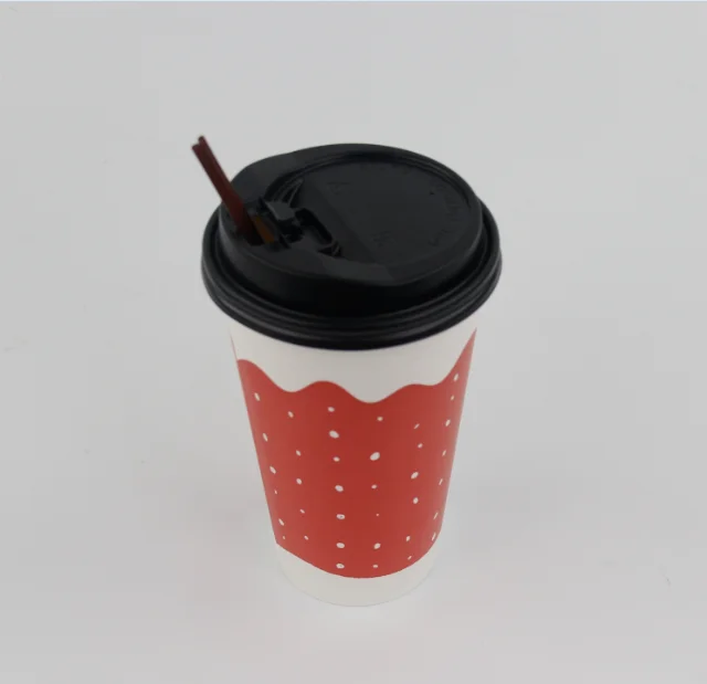 China Factory Supply Customized Logo  Paper Cup 16oz  For Beverage  On-the-Move Drink Christmas Day Theme with lid