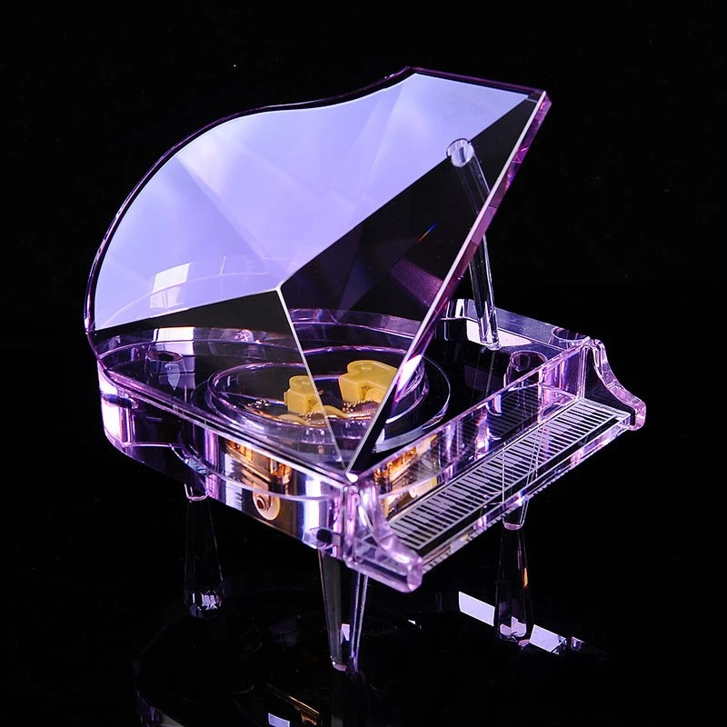 Elegant Luxury Crystal Piano Music Box desktop decorations memorial craft gifts