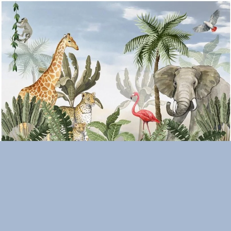 Cute animal mural wallpaper for home interior decoration