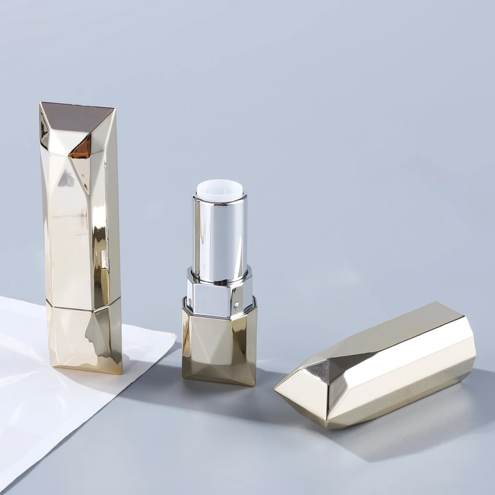 New Design Gold Metallized Empty Diamond Lipstick Container