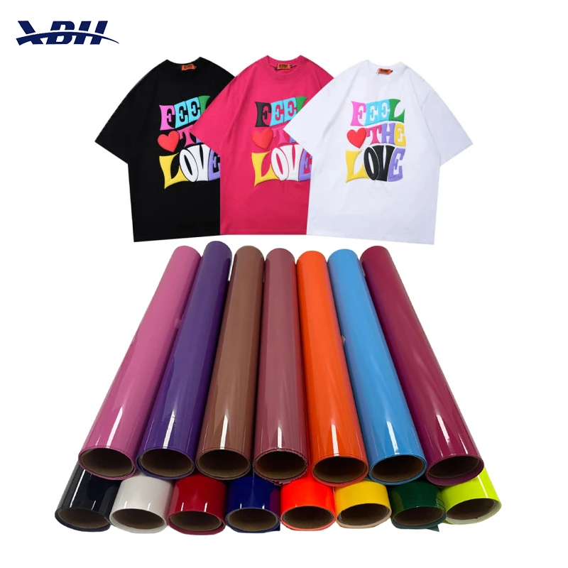 3d foam puff lettering film htv heat transfer vinyl film printable luminous htv puff film for custom logo