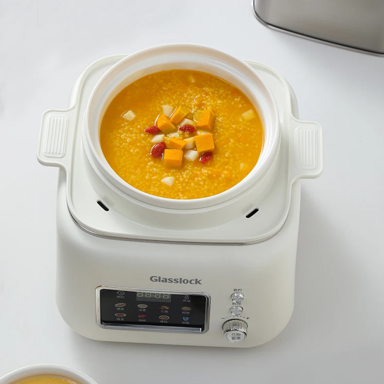 Multi-function Automatic Stainless Steel Electric Food Steamer Knob Control Electric Steaming Pot With Ceramic stew pot