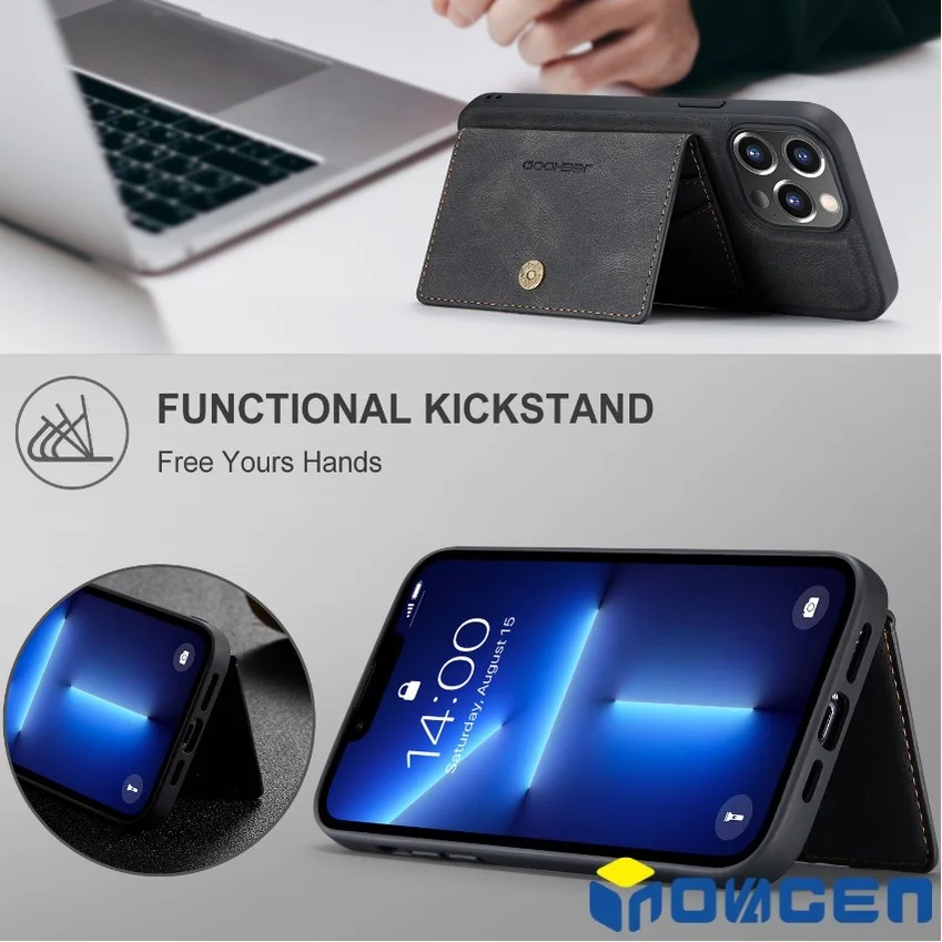 Leather MagSafe Case Compatiable For iPhone/Magnetic Leather Back Cover with Detachable Wallet Card Holder,Shockproof Multicolor