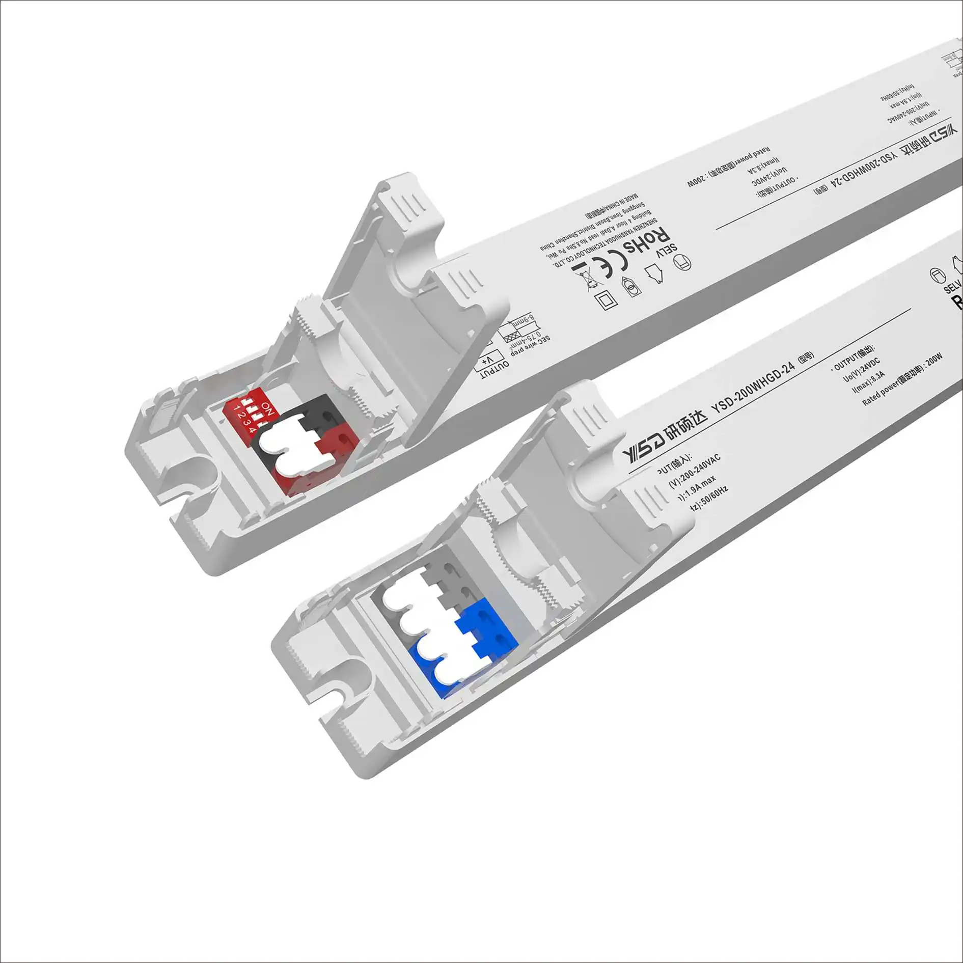 IP40 small size linear led power supply 100w 200w 24v 12v led driver 100-240VAC CE CB TUV BIS ROHS