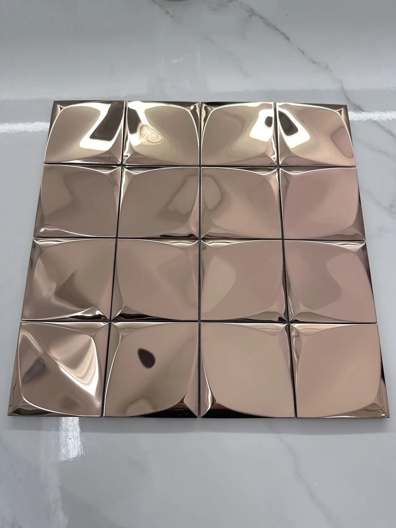 Foshan JBN Metal Stainless Steel Mosaic Gold/Rose Gold/Gray Colors For Wall Use Mesh/Self Adhesive Mounted Water-Proof Durable