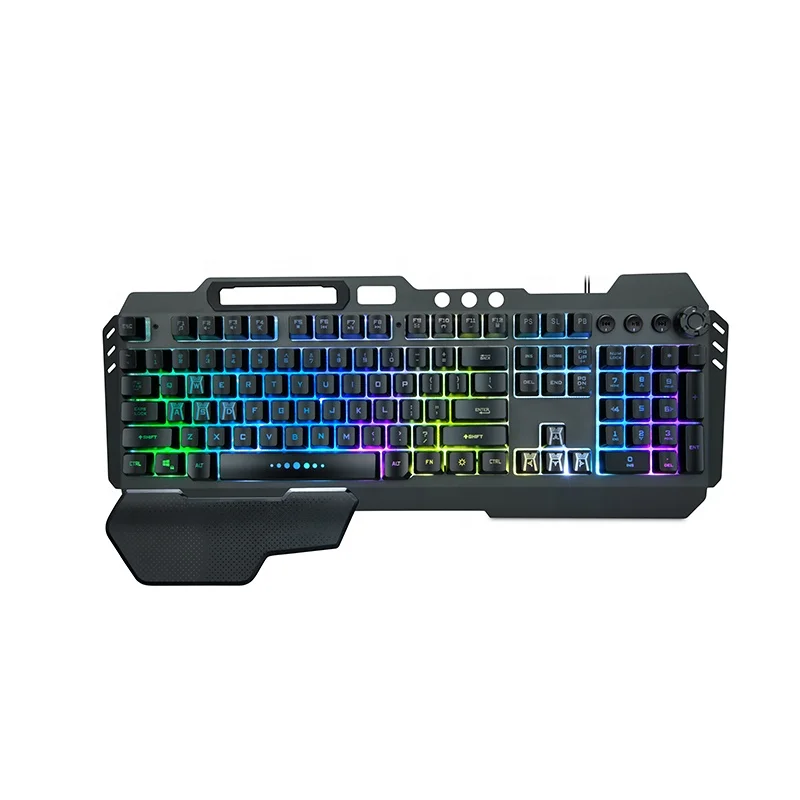 Wholesale Metal panel Keyboard spanish Teclado Gamer Ergonomic custom pc computer laptop rgb backlit gaming membrane Keyboard