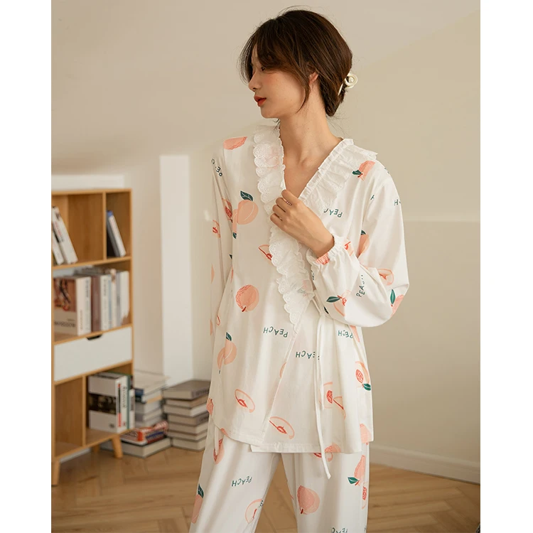 Весна 2021, женская пижама с длинным рукавом, женская одежда для сна, Пижама для грудного вскармливания