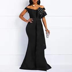 V Neck One Shoulder Plus Size Banquet Dress Party Wear Long Ball Gowns For Women Evening Dresses