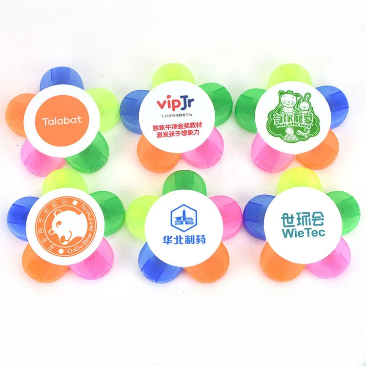 Индивидуальный логотип пластиковый многоцветный маркер 5 в 1 в форме цветка маркер ручка