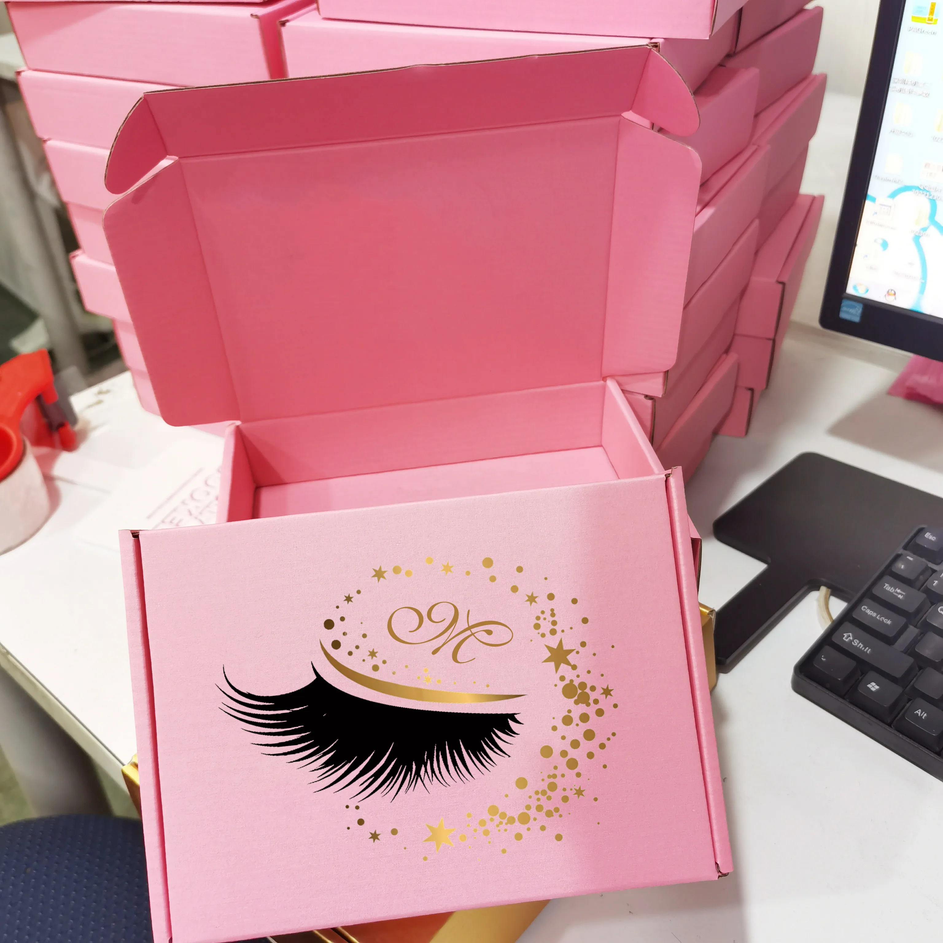 Pink mailing box wholesale eyelash packaging box private label paper boxes with your own logo