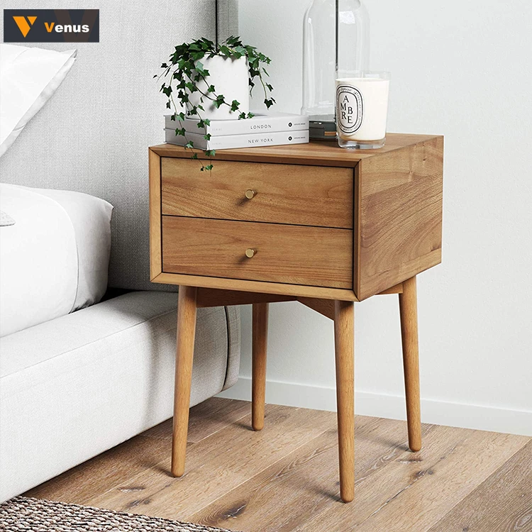 Bedroom Furniture Cabinet 2-Drawer Wood Nightstand Accent or End Table with Storage Nightstand Bedside Table
