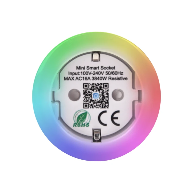 
Yourlite Smart Plug WIFI Home Use, No Hub Required Smart Home Plug Europe Style With RGB Light 