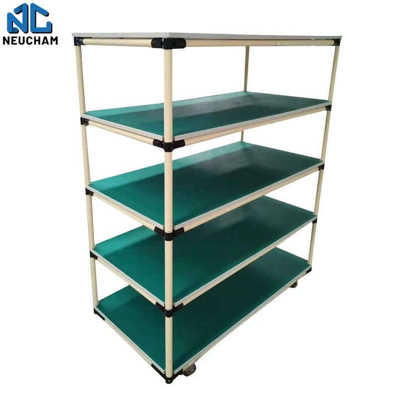 Wholesale aluminium alloy turnover cart joint pipes shelves movable trolley with heavy duty casters