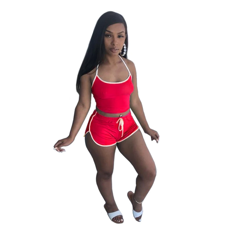 
3XL Plus Size Sexy Ladies 2pc Fitness Tracksuit Skinny Summer Women Two Piece Shorts Set 