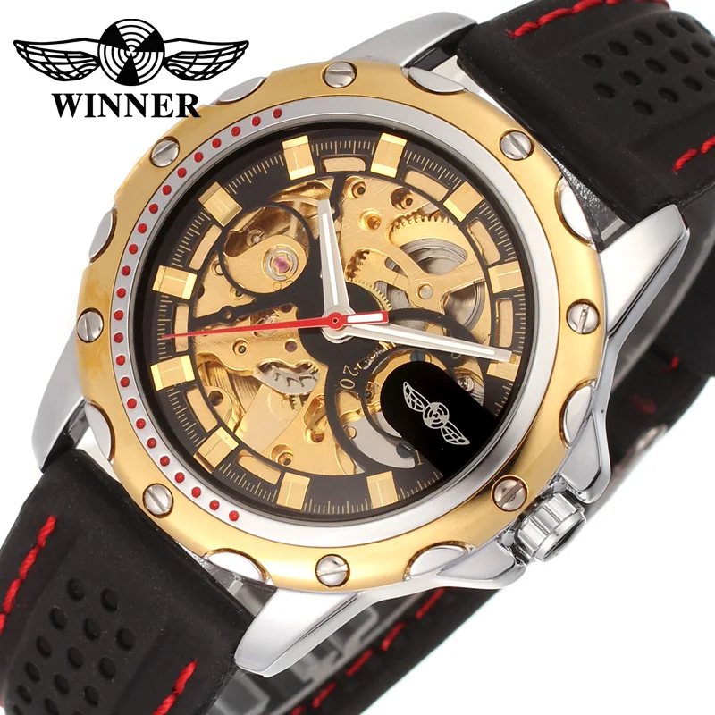 Часы наручные Winner Мужские автоматические Модные Повседневные Классические Механические с перфорацией в деловом стиле 8027