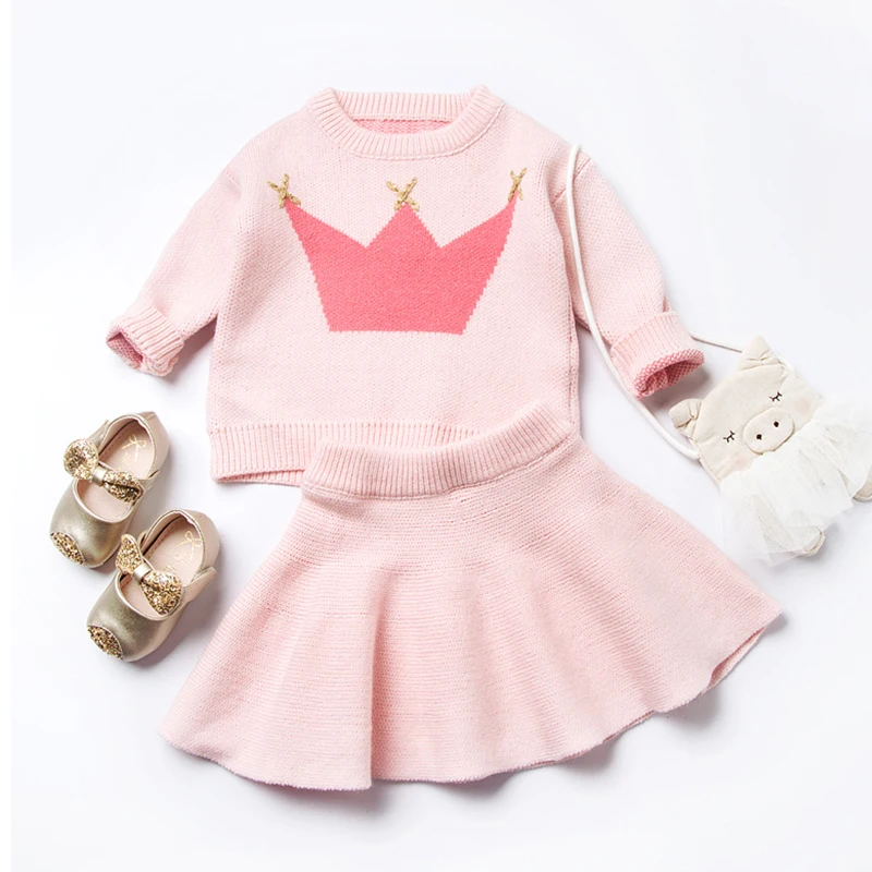 
Autumn baby boutique outfits long sleeve children clothing sets girls sweaters and skirts 