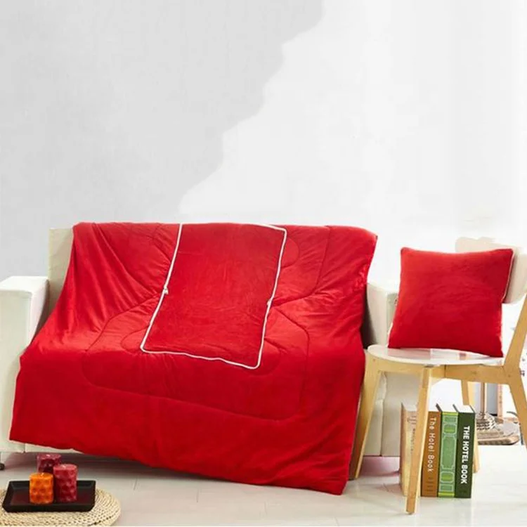 Hot Selling Portable Super Soft Multi-function 2 in 1 Cushion Pillow Blanket with Zipper
