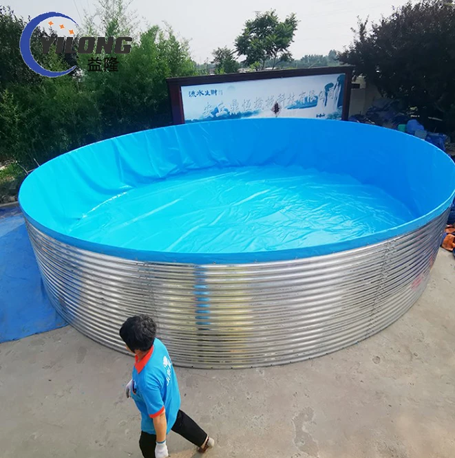 recirculating system commercial galvanized steel round tarpaulin pisciculture biofloc fish tank