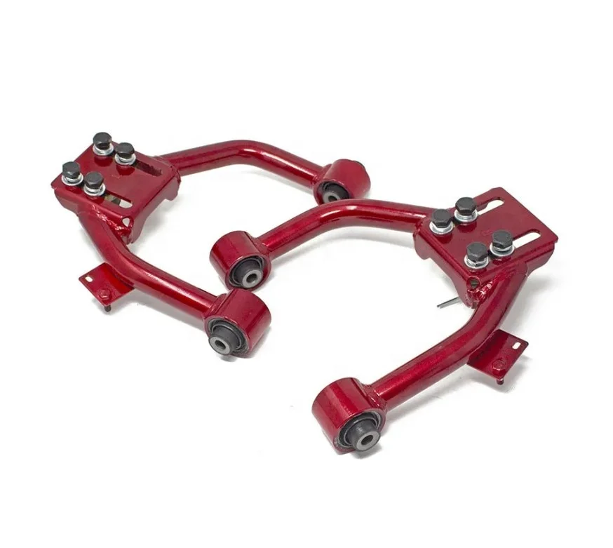 Dongguan HKAA factory manufacturing car parts CNC machining services red anodizing adjustable upper control arms sets