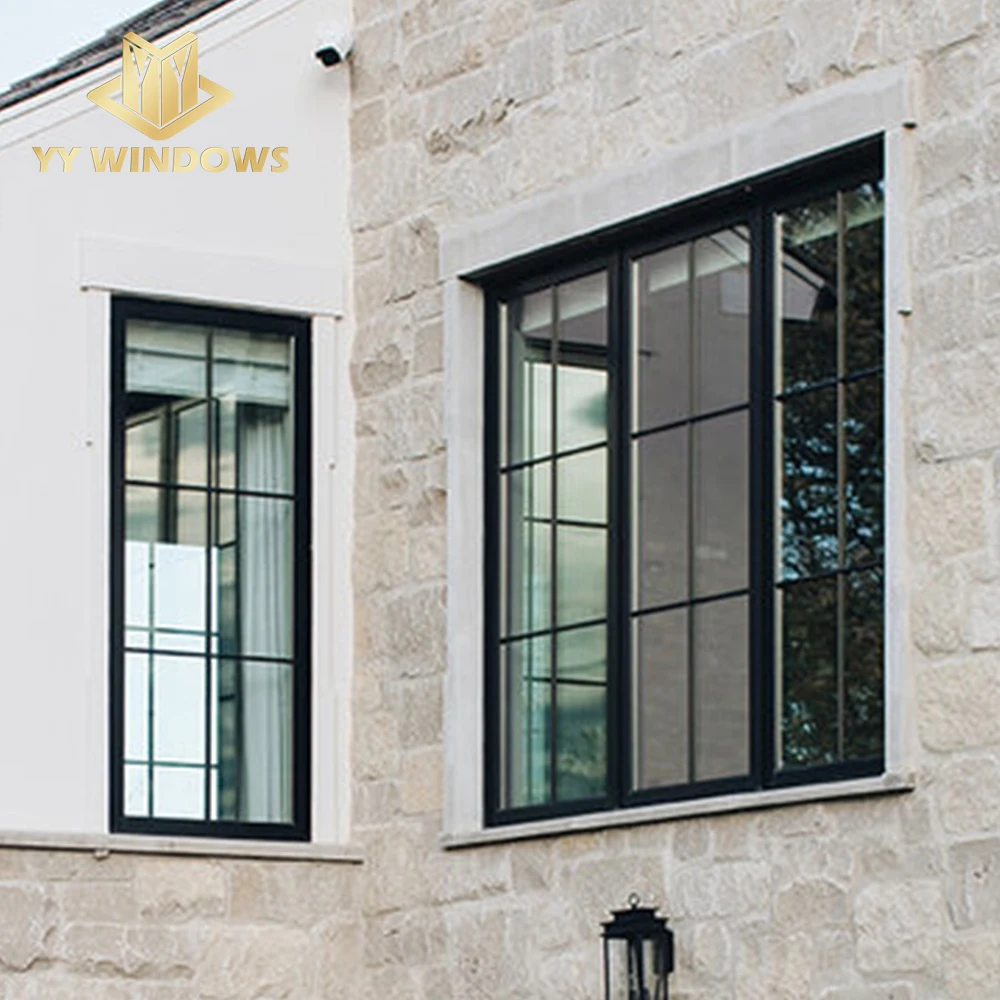 YY windows U.S. Canadian Standards double glass french window black casement windows