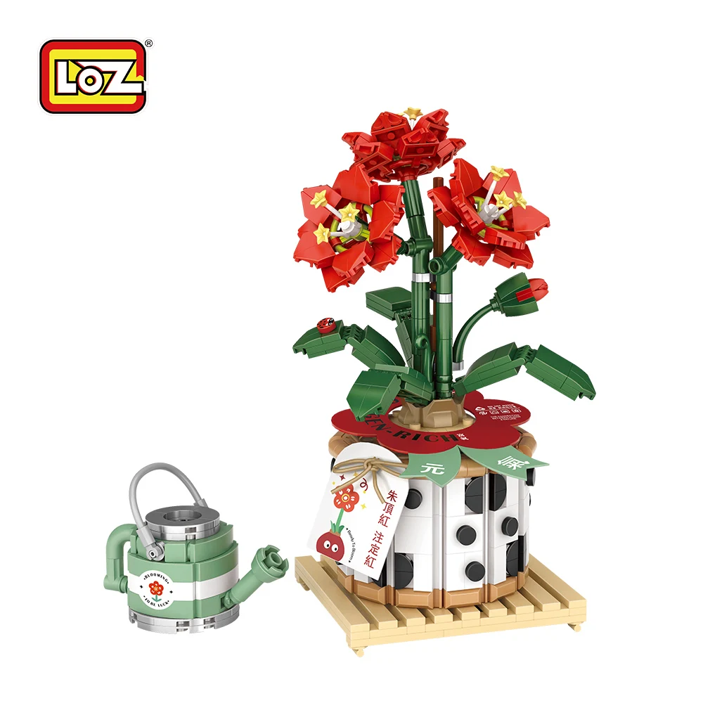 LOZ DIY цветочный сад, строительные игрушки, красный цветок, растения, мини-блоки, строительные блоки, цветок для взрослых, детей