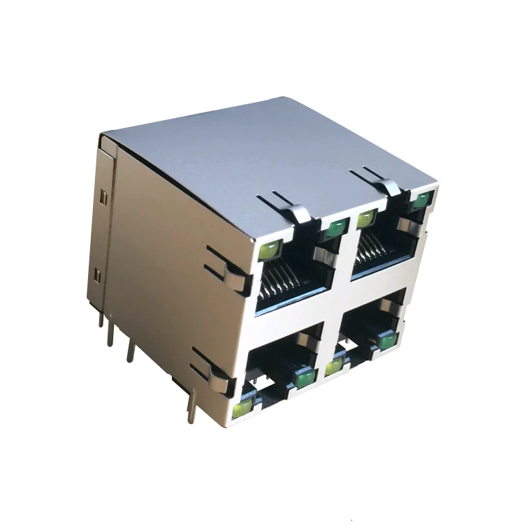 HCJ22-805SK-L12 8P8C экранированный наборный гангед 2x2 RJ45 Ethernet Разъемы