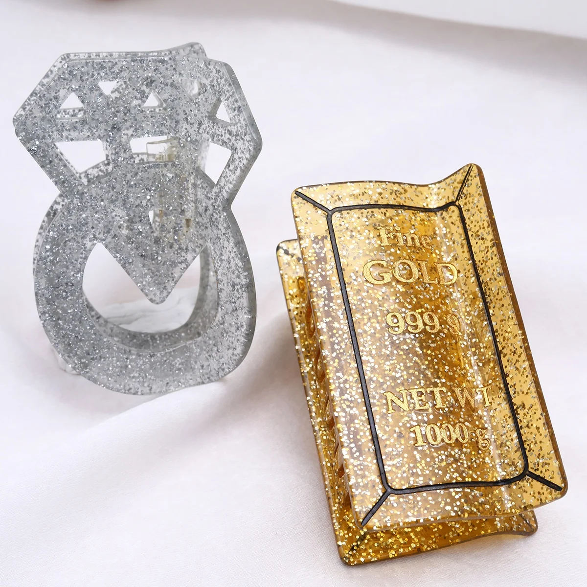 personalized custom acetate gold brick luxury hair claw hair claw