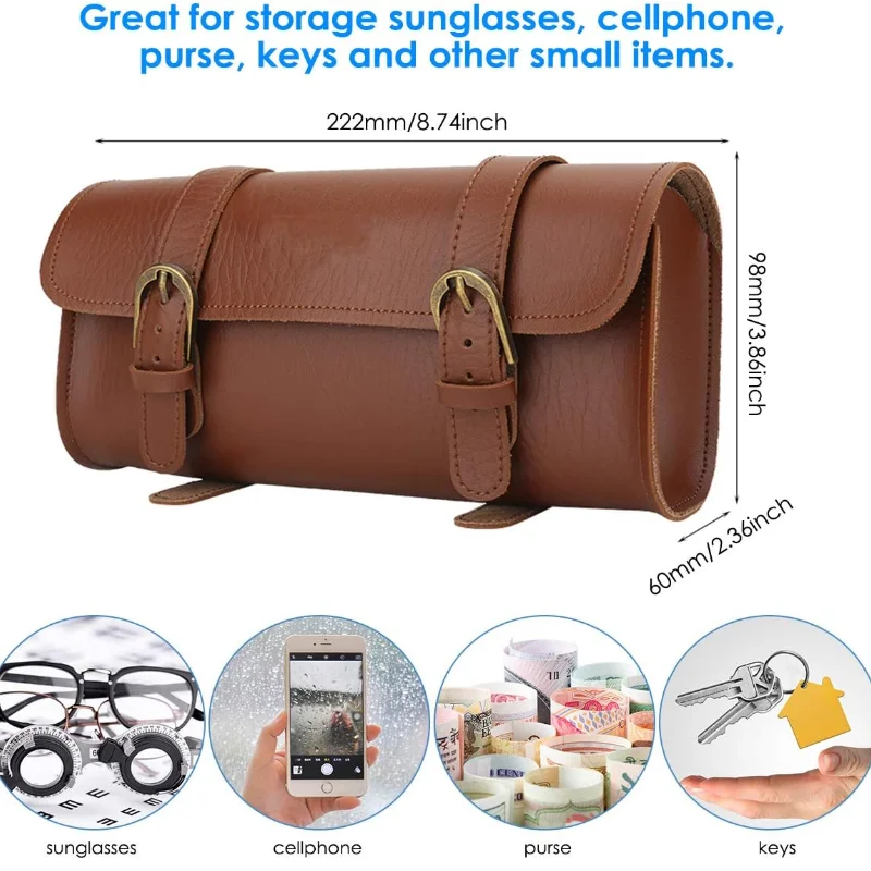 Factory Sale PU Leather Bicycle Bag Vintage Retro Brown Bicycle Front Bag Bike Handlebar Storage Pocket